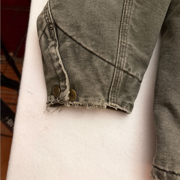 Vintage Distressed Carhartt Jacket Large Green Duck Canvas Blanket Lined CO2MOS - Picture 5 of 11